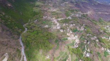 Jiaju Tibet Köyü havadan çekilmiş, Sichuan, Çin