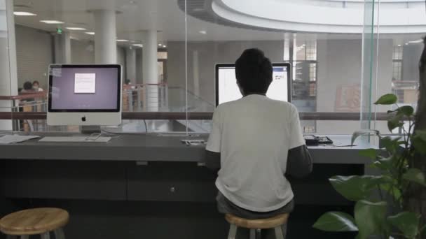 Beijing, china - 10. Mai 2013 Student mit Computer in beijing Universitätsbibliothek, 10. Mai 2013, beijing, china. — Stockvideo