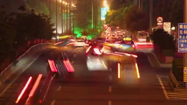 Timelapse av gatuscen på natten, Xian, Shaanxi, Kina — Stockvideo