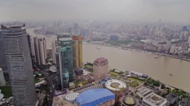 Shanghai Lujiazui finans bölgesi ve Huangpu nehri timelapse, Şangay, Çin
