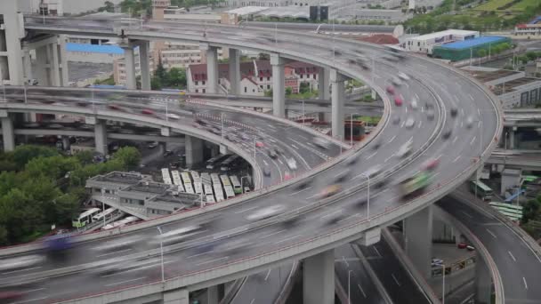 Timelapse del tráfico en espiral de Nanpu, Shanghai, China — Vídeos de Stock