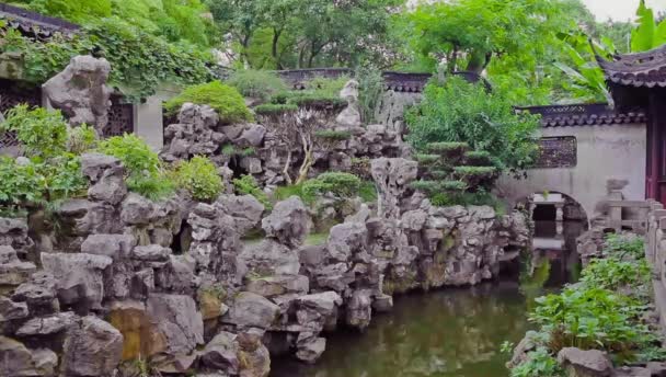 Widok na Ogród Yuyuan w Szanghaju, Szanghaj, Chiny — Wideo stockowe