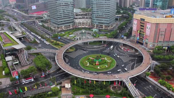 Vy över Lujiazui Traffic Circle, Shanghai, Kina — Stockvideo