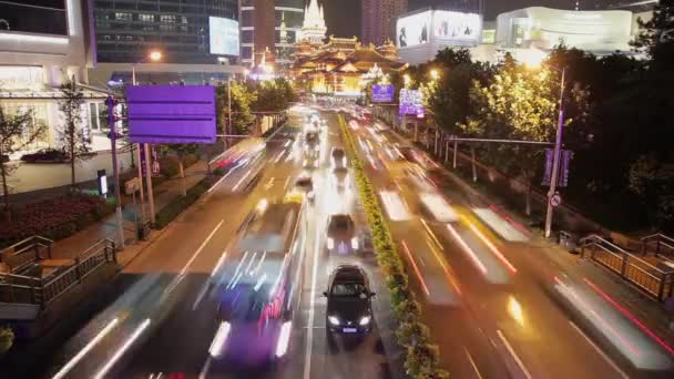 Jingan District yoğun saat trafiğinin Timelapse , Şanghay, Çin — Stok video