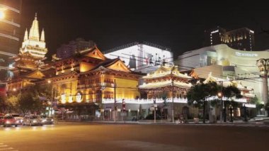 Jingan District yoğun saat trafiğinin Timelapse , Şanghay, Çin