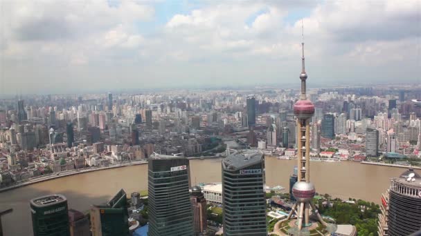 Shanghai-Sep 06, 2013: Shanghai Lujiazui Financial District och Huangpu River — Stockvideo