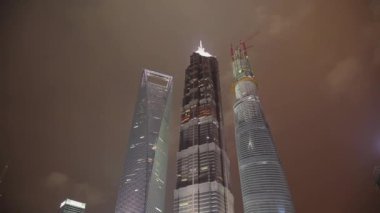 Gece gökdelen timelapse , Şangay, Çin