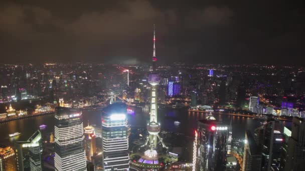 Timelapse video de Shanghai CBD en la noche — Vídeos de Stock