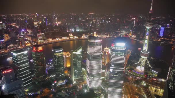 Timelapse video de Shanghai CBD en la noche — Vídeos de Stock