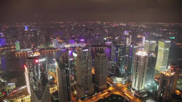 Timelapse video de Shanghai CBD en la noche — Vídeos de Stock