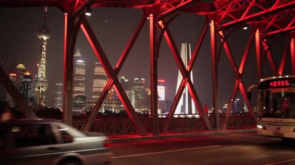 Shanghai-sep 10: Timelapse av trafiken vid Waibaidu Bridge, sep 10, 2013, Shanghai City, Kina. — Stockvideo