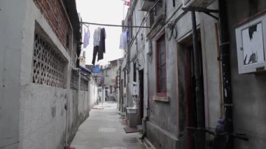 Şangay, Çin, 11 Eylül - 2013 - Şangay şehrinde geleneksel ticari eski sokak, Çin
