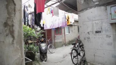 Şangay, Çin, 11 Eylül - 2013 - Şangay şehrinde geleneksel ticari eski sokak, Çin