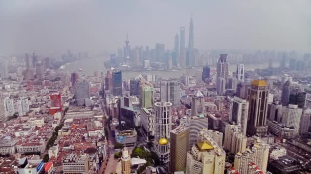 ШАНХАЙ - SEP 06, 2013: Timelapse of Shanghai Lujiazui financial district and Huangpu river, Shanghai, China — стоковое видео