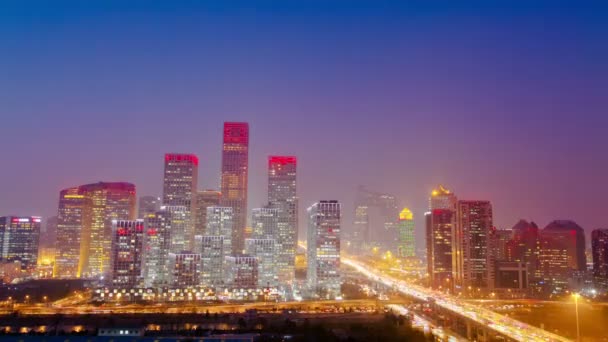 Timelapse med utsikt över CBD-distriktet i Peking — Stockvideo