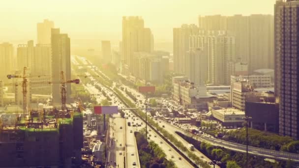 바쁜 거리, 시안, 산시, 중국에 타임 랩스 트래픽 — 비디오