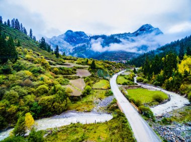 Gannan' da Zhagana'nın havadan görünümü, Çin Gansu
