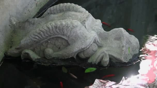 Кам'яна скульптура фонтану дракона, аксіан, Шеньсі, Китай — стокове відео