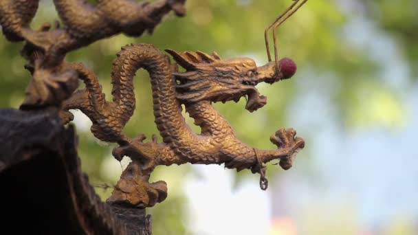 Vista de accesorio de dragón en incensario, China . — Vídeos de Stock
