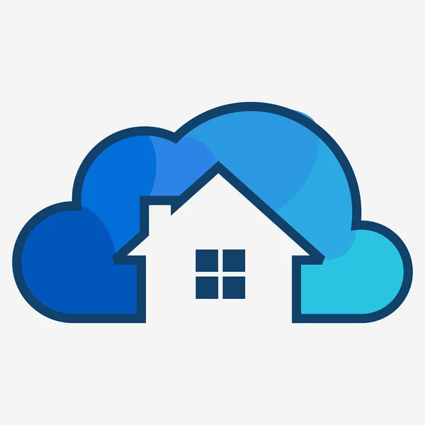 Simple Cloud House Icon Logo Vector