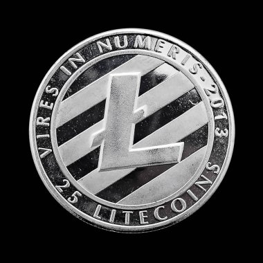 Siyah izole Litecoin Ltc sikke