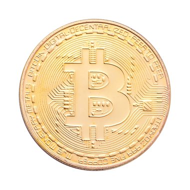 Cryptocurrency fiziksel altın bitcoin sikke üzerinde bitcoins. Para kavramı.