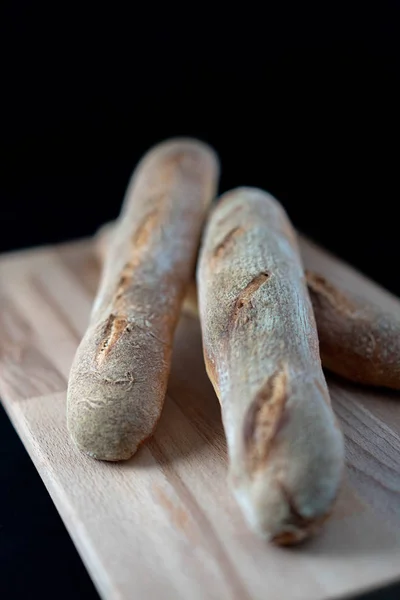 Fresh Bread Wooden Table — Stock Photo, Image