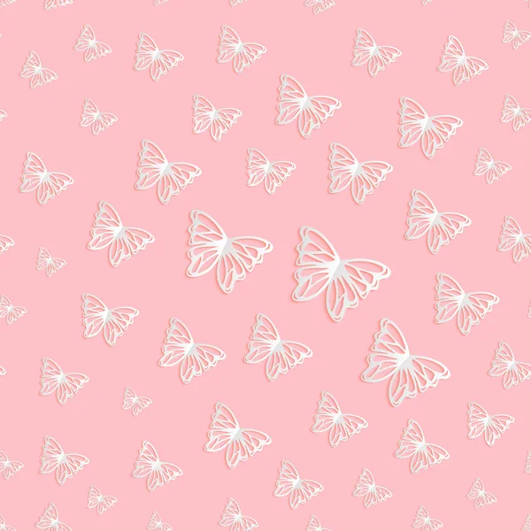 Modèle vectoriel sans couture de papillons coupés en papier — Image vectorielle