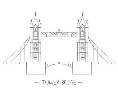 Londra manzaraları vektör illüstrasyon. Londra şehir sembolü beyaz arka plan üzerinde izole. 