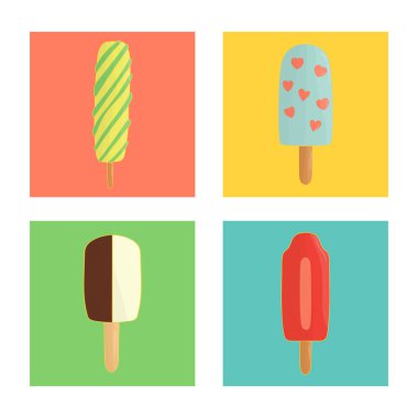 Renkli dondurma vektör seti