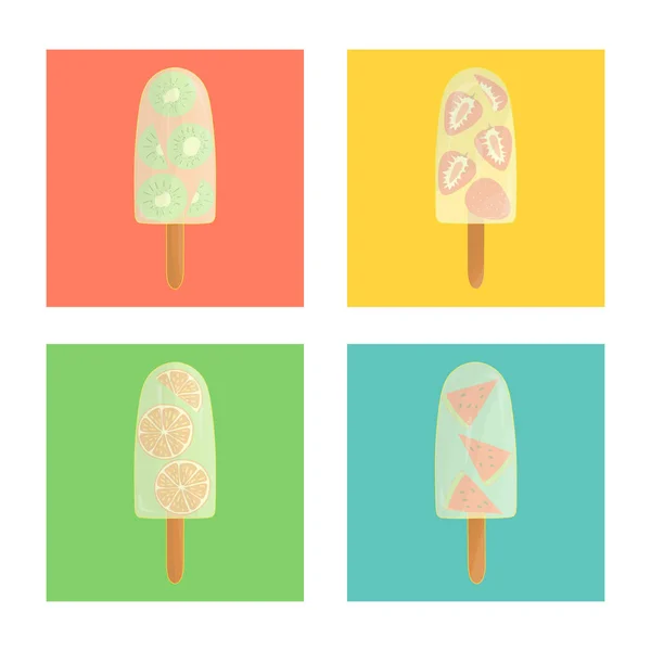 Conjunto vetorial de sorvete colorido —  Vetores de Stock