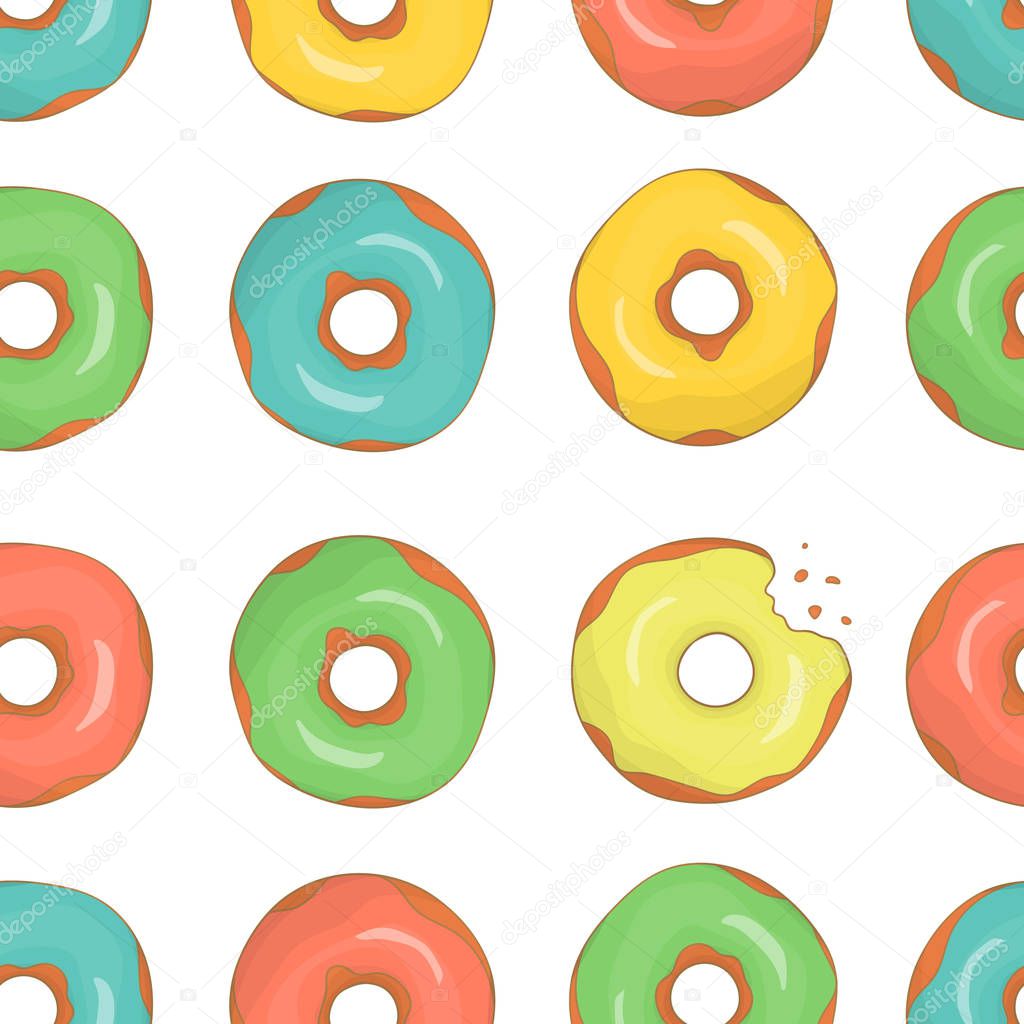 Vector seamless pattern of colorful doughnuts