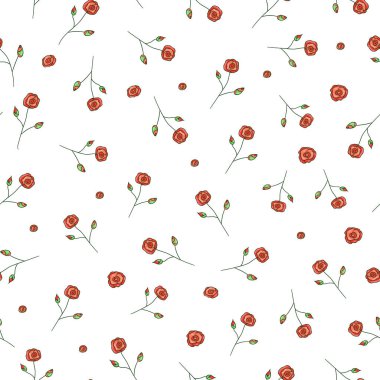 Bahçe çiçekleri ve otlar Vektör dikişsiz desen