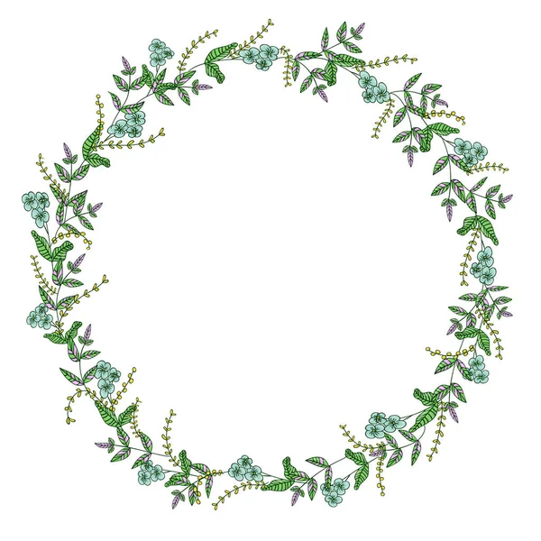 Corona vectorial de flores y hierbas de jardín — Vector de stock