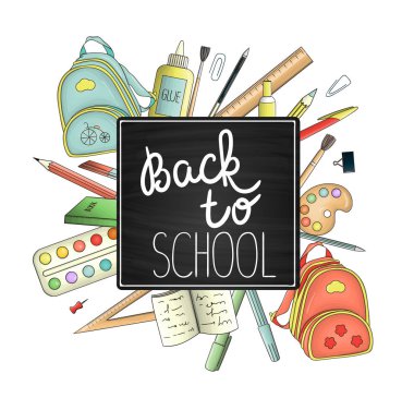 Parlak renkli kırtasiye, yazı malzemeleri, ofis veya okul