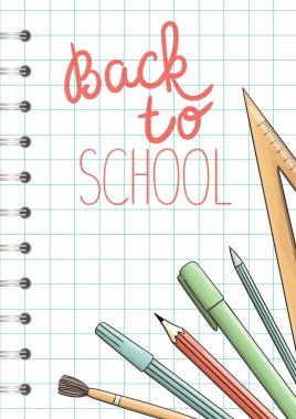 Parlak renkli kırtasiye, yazı malzemeleri, ofis veya okul