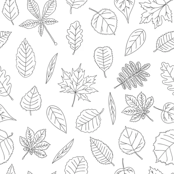 Vector seamless pattern of black and white leaves — Stock Vector