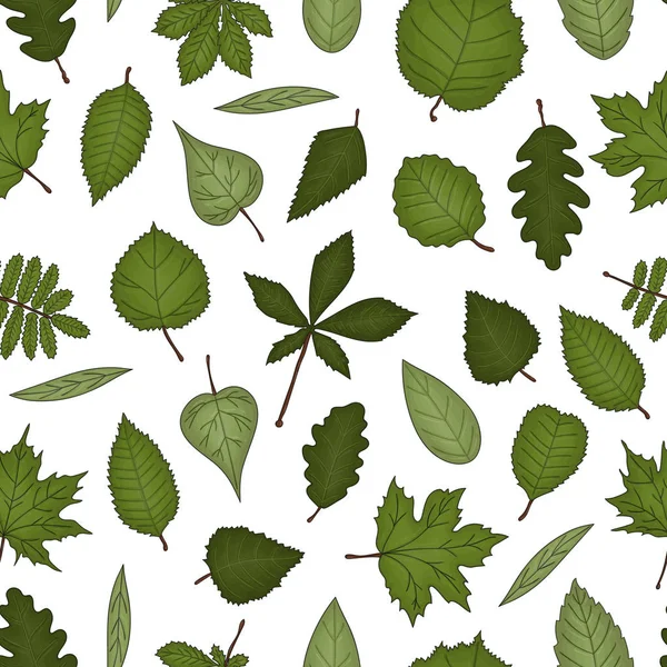 Vector seamless pattern of colored leaves — Stock Vector