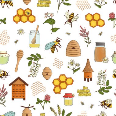 Vektör renkli bal, arı, bumblebee, beehiv