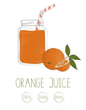Bir cam kavanozda portakal suyu Vektör illüstrasyon