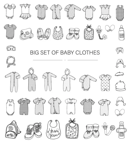 Vektor Schwarz-Weiß-Illustration von Babykleidung — Stockvektor