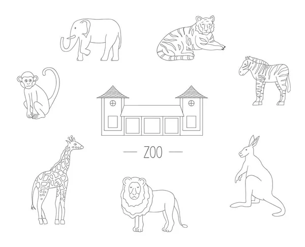 Vector illustratie Zoo dieren geïsoleerd op witte achtergrond. — Stockvector