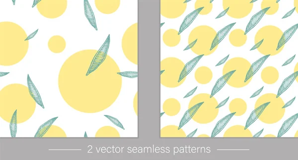 녹색 열대 잎과 원활한 패턴의 벡터 컬렉션 — 스톡 벡터