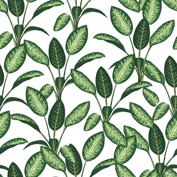 Vector seamless pattern of tropical plants on white background. — Stock Vector