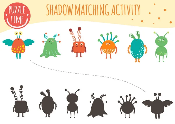 Shadow matching activity for children. Space topic. — Stock Vector