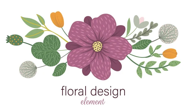 Élément décoratif horizontal floral vectoriel . — Image vectorielle