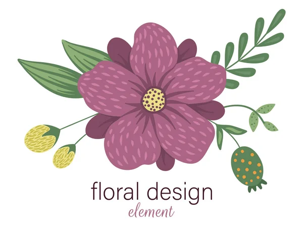 Élément décoratif floral vectoriel. Illustration tendance plate — Image vectorielle