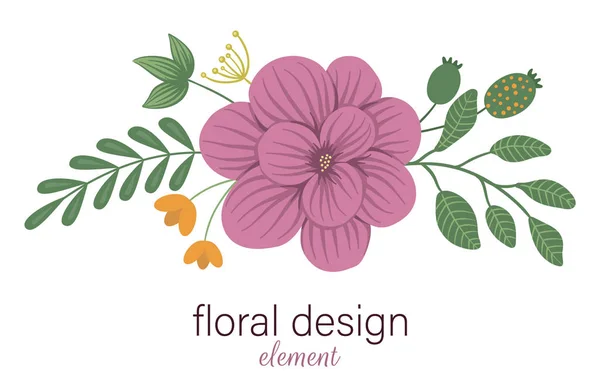 Élément décoratif horizontal floral vectoriel. Illustration tendance plate — Image vectorielle