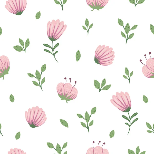 Vektor floralen nahtlosen Hintergrund. flache einfache trendige Illustration — Stockvektor