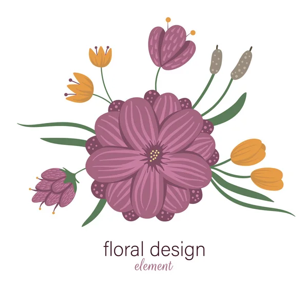 Vecteur floral rond élément décoratif. Illustration tendance plate — Image vectorielle